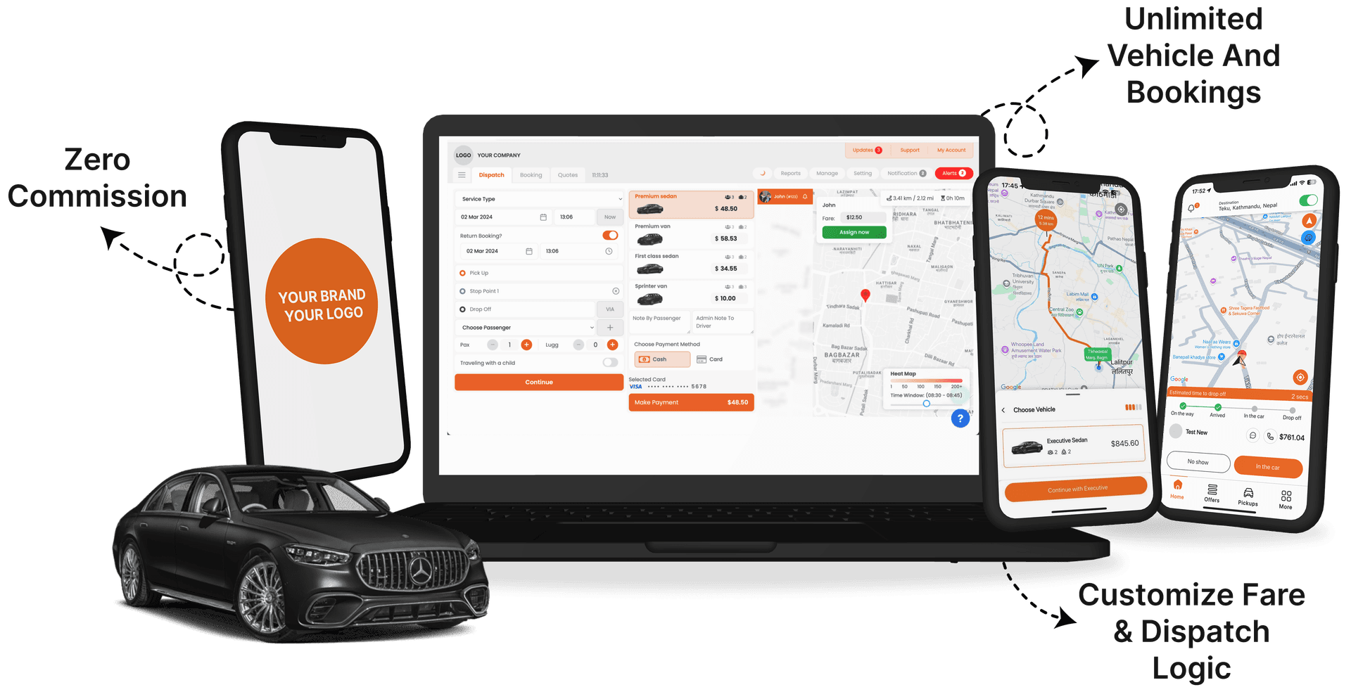 Limo dispatch system dashboard