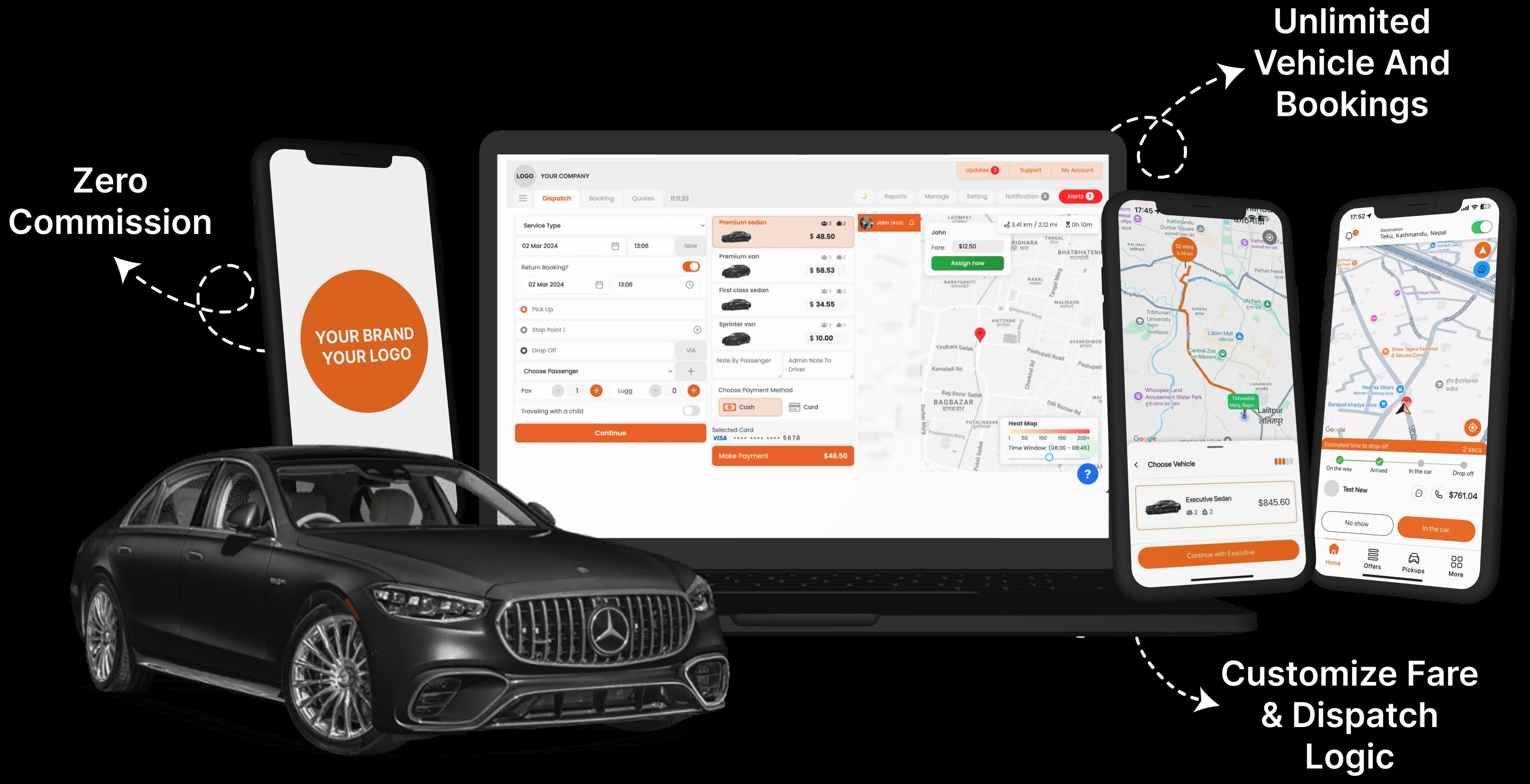 Limo dispatch system dashboard