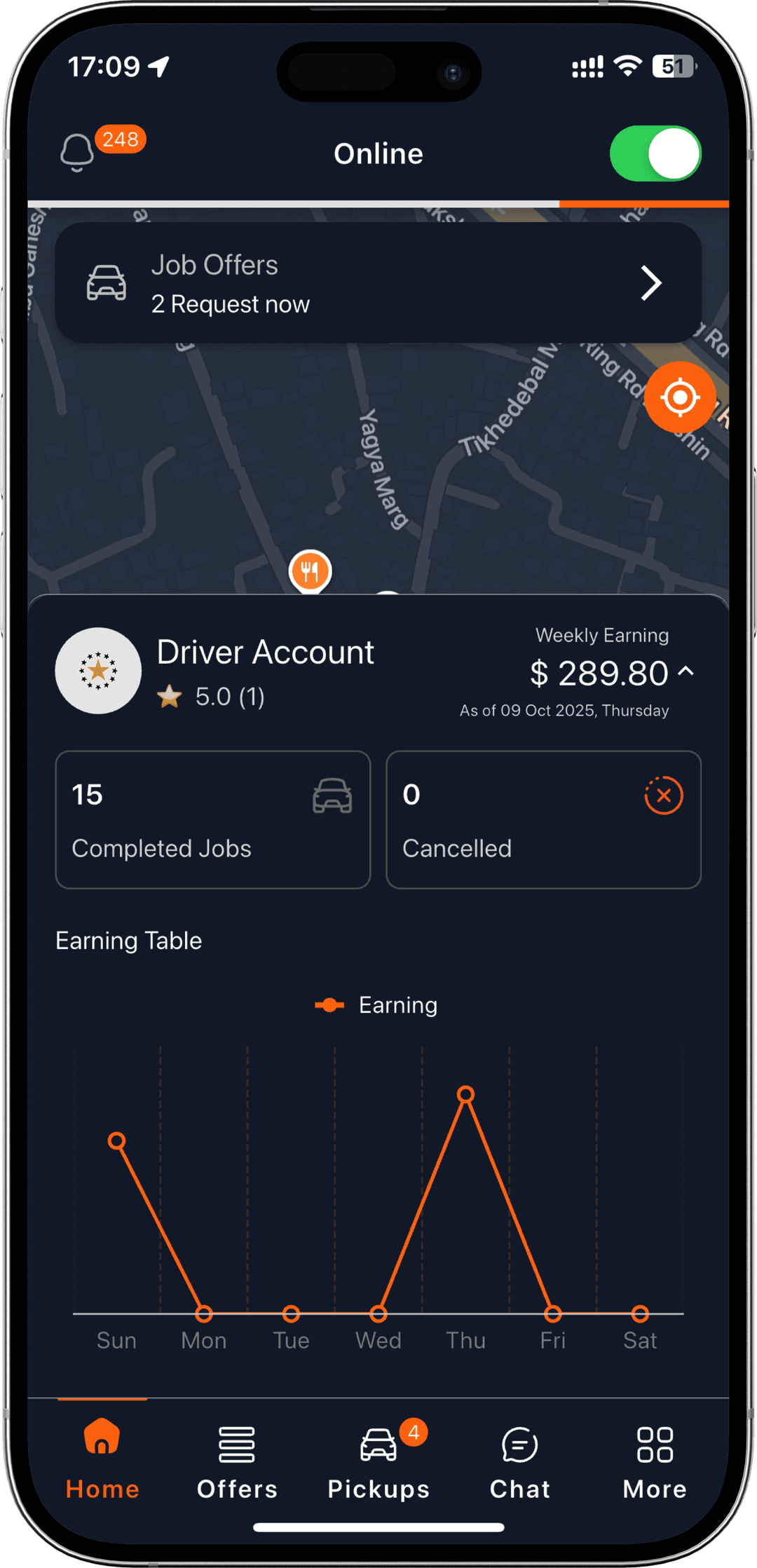 Chauffeur using app