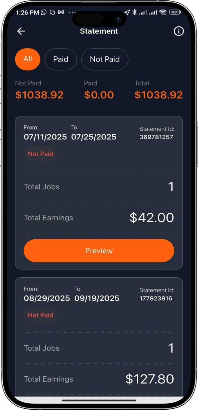 Ride History & Receipts