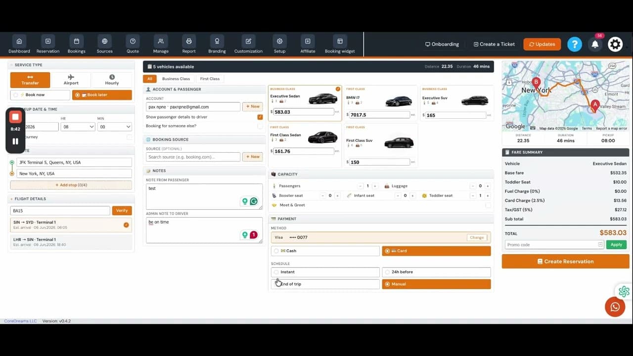 Admin create bookings and booking Source